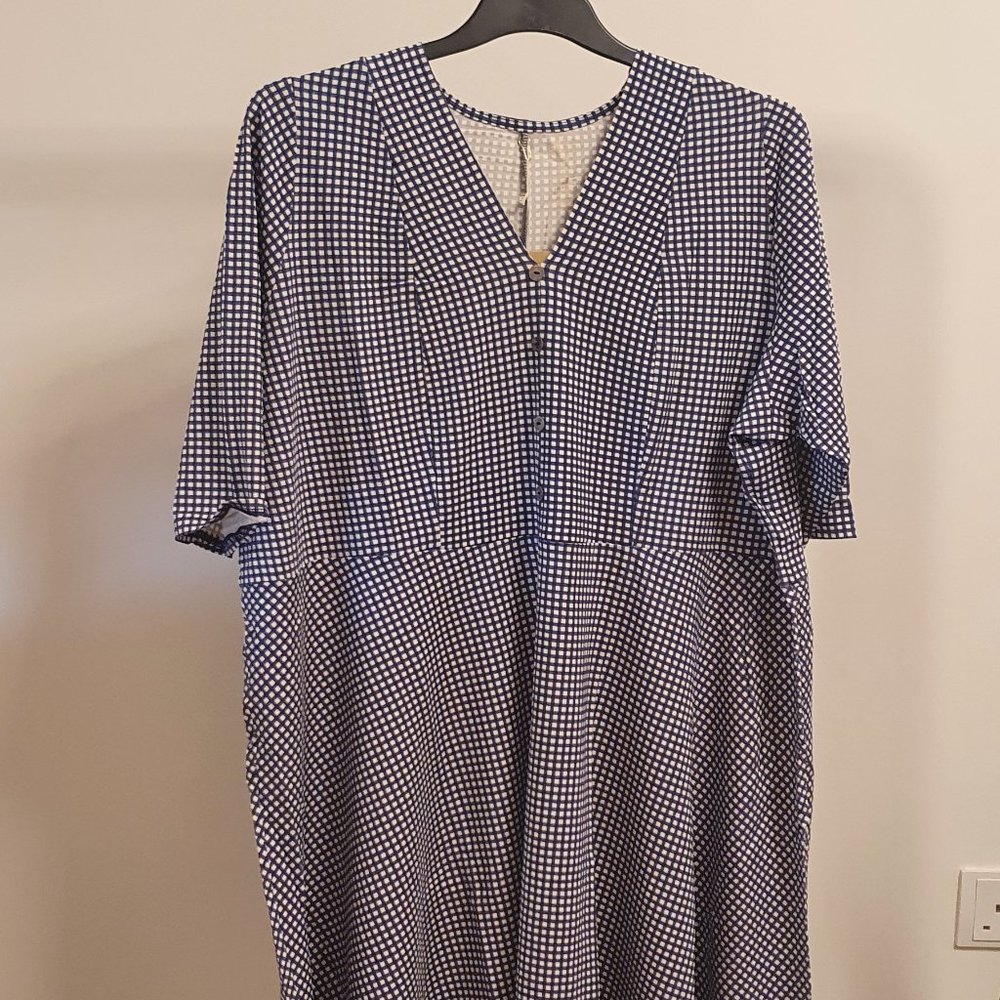 Plus-Size Knee length Gingham Dress